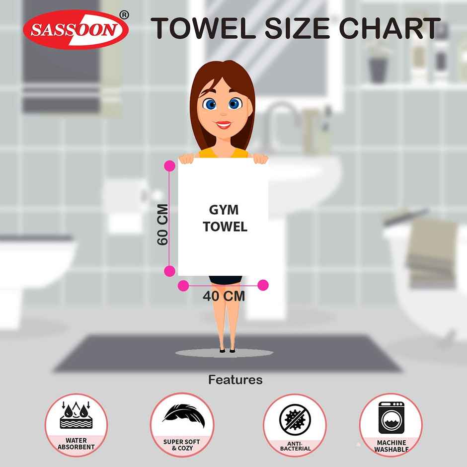 Sassoon Microfiber Gym-Sports Towel | 450 GSM | Black | Pack of 2 | 40 x 60 cm