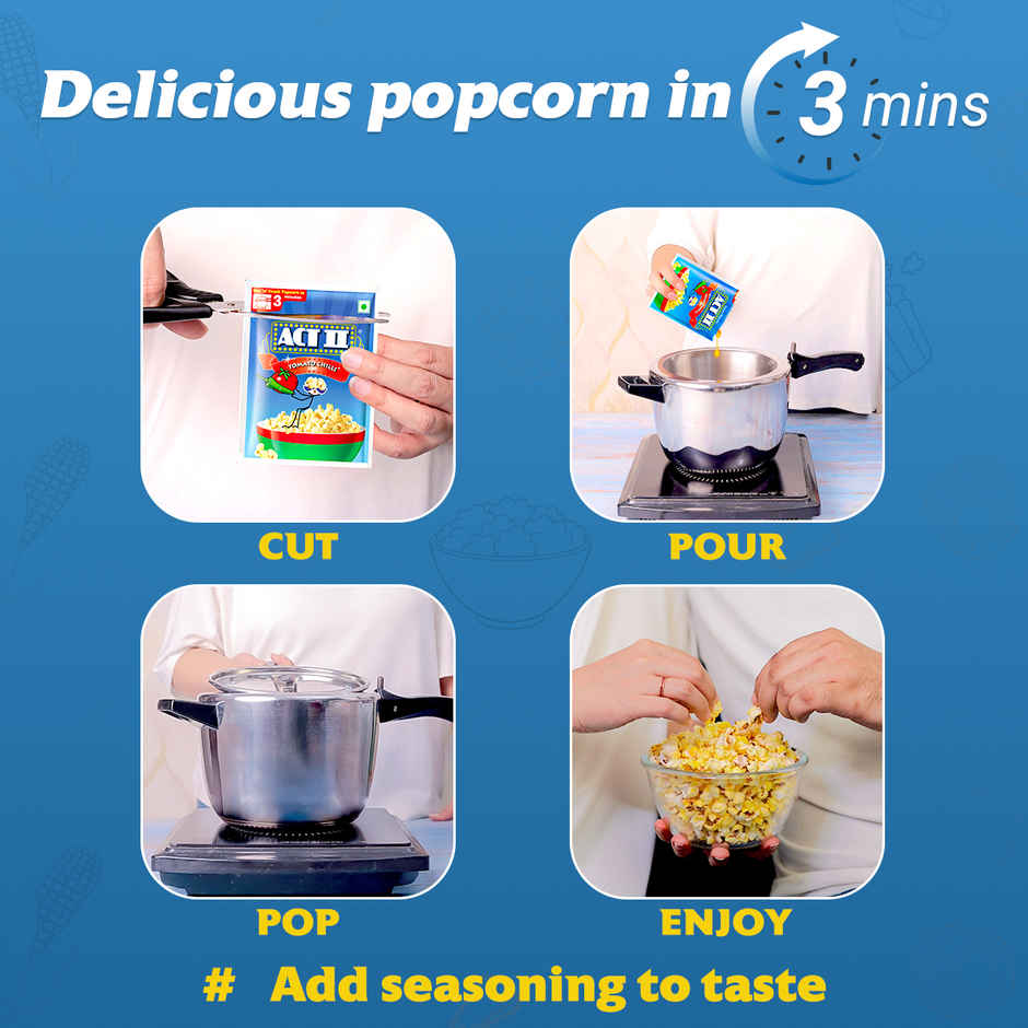 ACT II Instant Tomato Chilli  Popcorn | Tomato Chilli Seasoning Sachet included | Ready in 3 minutes
