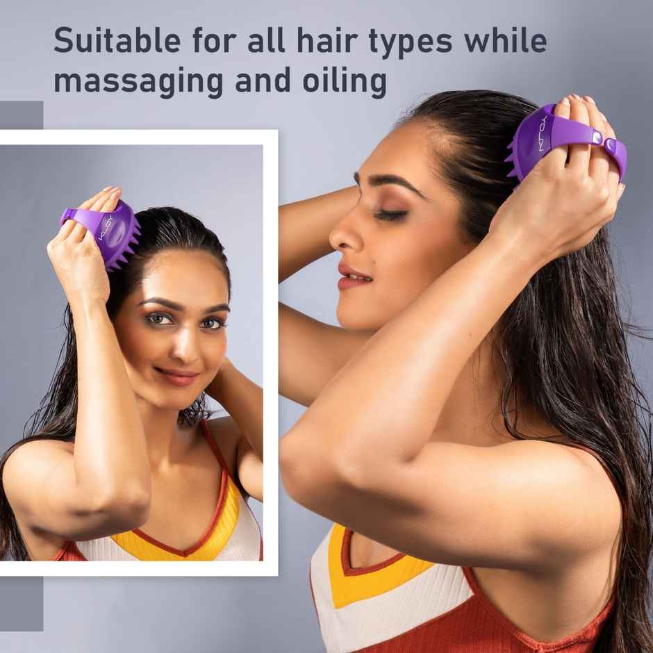 Hair Scalp Massager Shampoo Brush with Soft Silicone Bristles Manual Hair Massager for Blood Circulation Purple