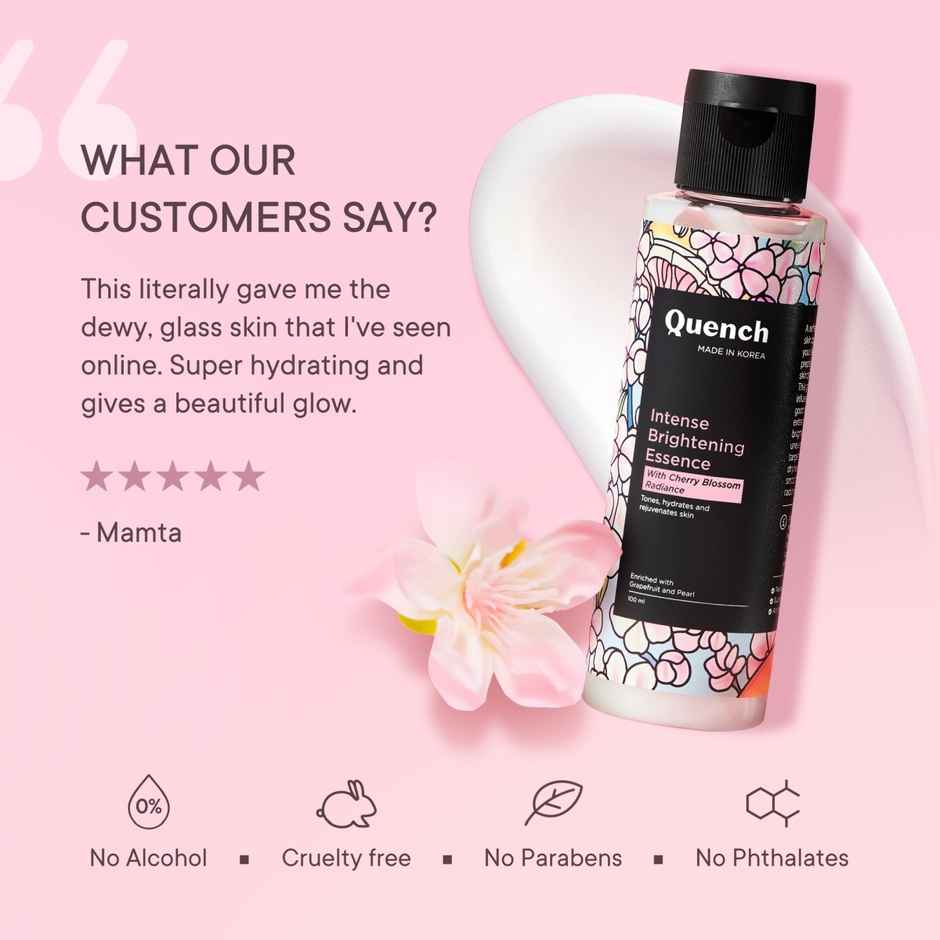 QUENCH Intense Brightening Korean Toner Face Essence with Cherry Blossom for Instant Glow