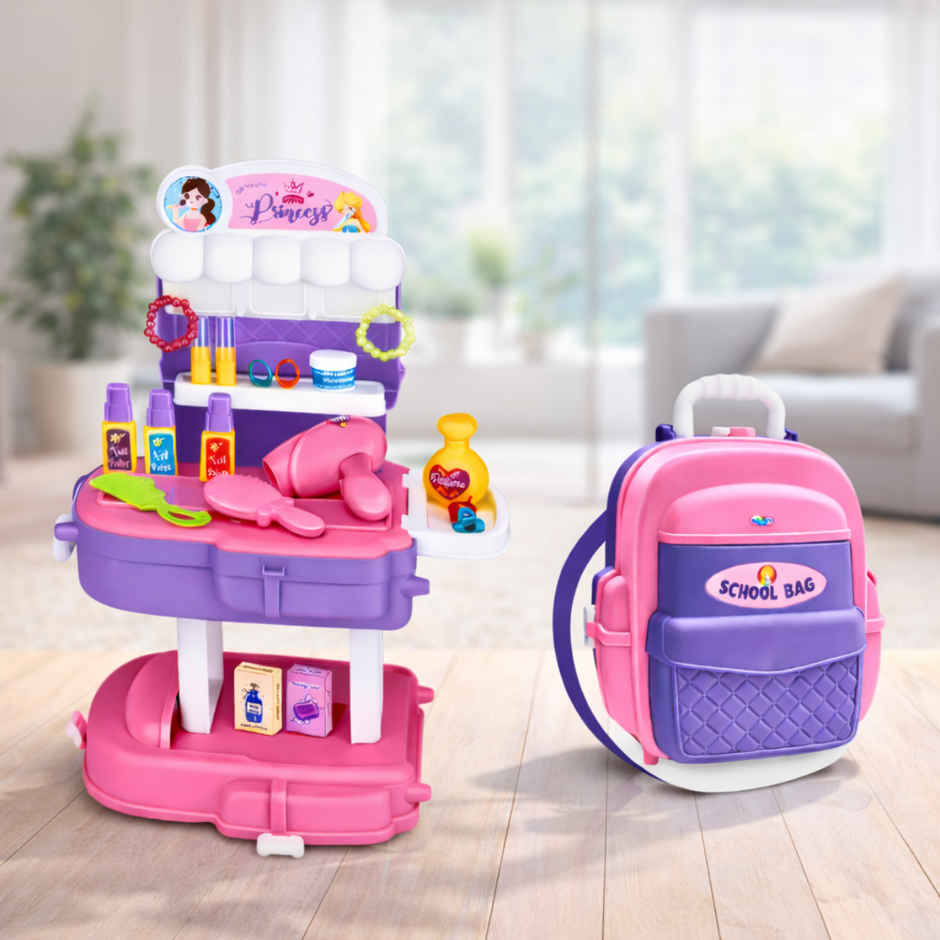 Fablue 2-in-1 Beauty Playset Toy for Kids Portable Beauty Pretend Play Kit Toy for Kids & Toddlers