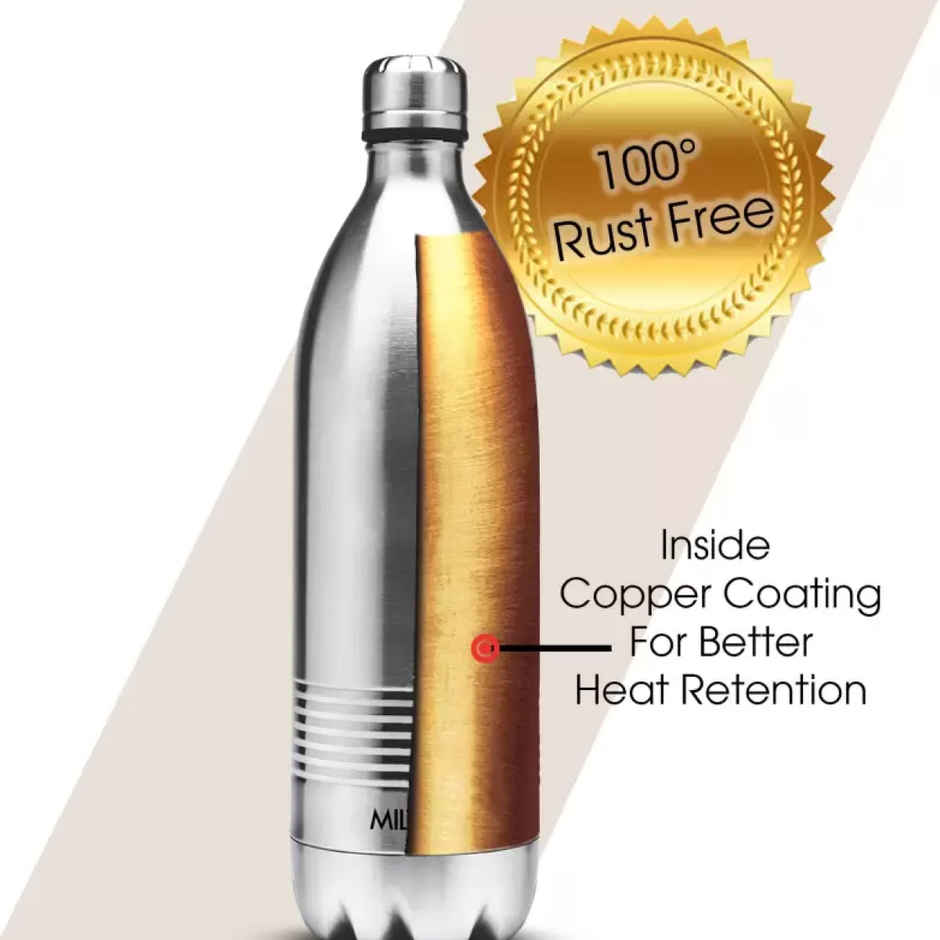 Milton Duo Dlx Thermosteel Bottle | 1 L | Silver