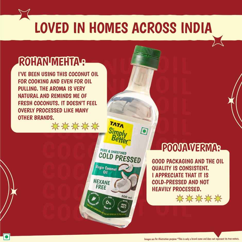 Tata Simply Better Virgin Coconut Cold Pressed Oil | Pure & Unrefined Oil