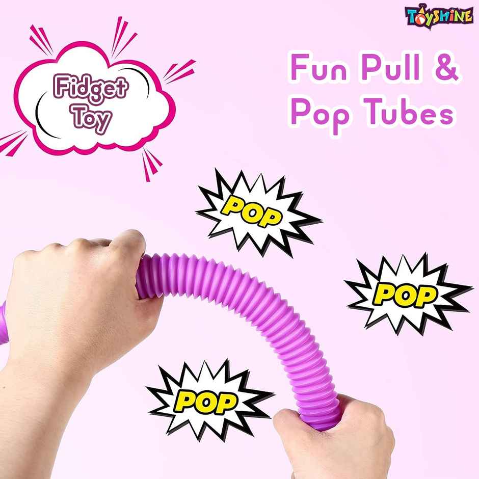 Toyshine Pop Tube Fidget Toy | Pull and Pop Tubes SenBAUy Tubes | 12 Pcs
