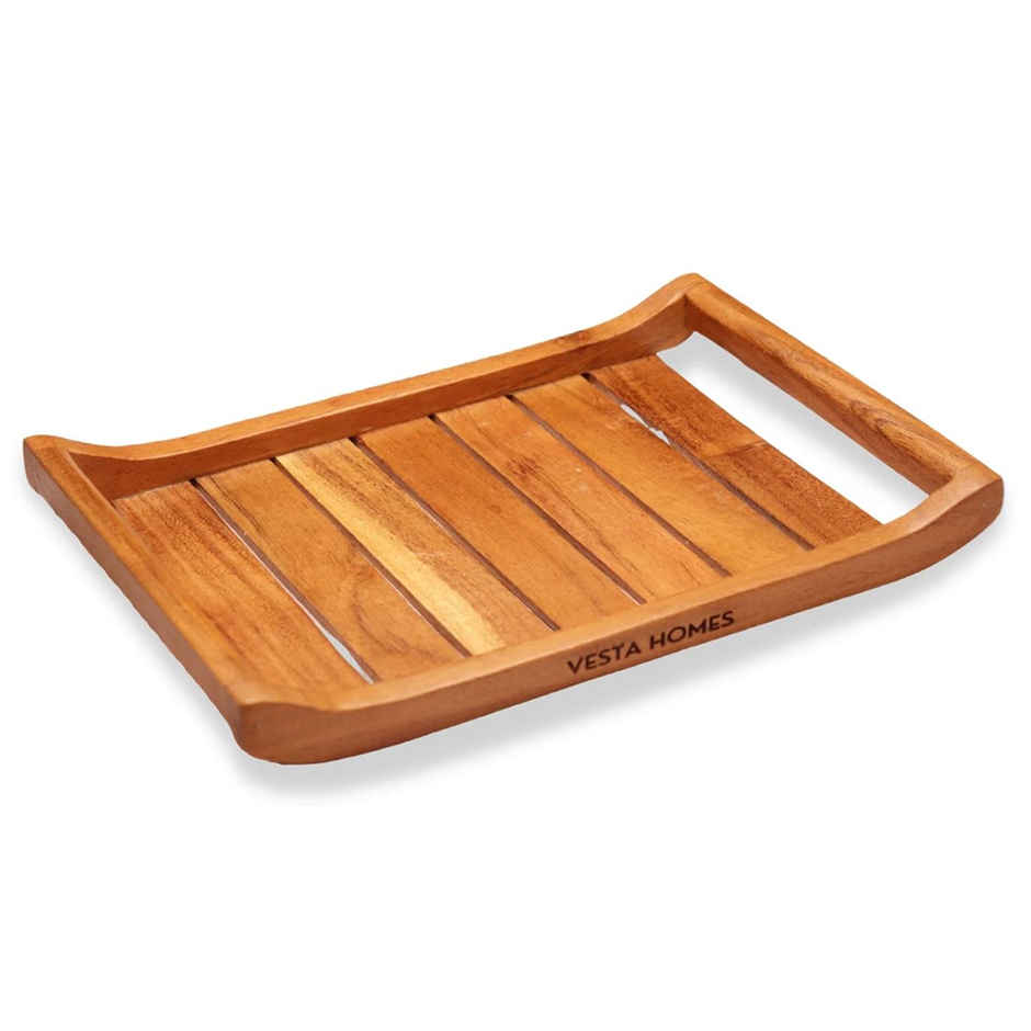 Vesta Homes Acacia Wood Medium Serving Tray For Home, Kitchen, Restaurant, Office | 32 x 22 x 4.5 Cm