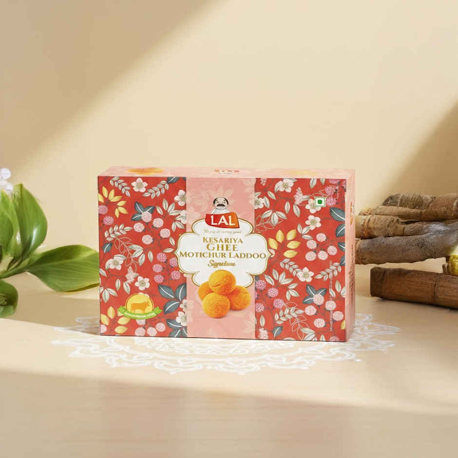 Lal Ghee Motichur Laddoo with Added Real Saffron
