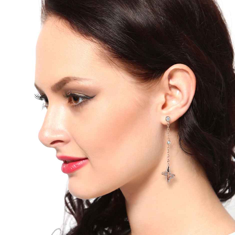 Carlton London 18kt Rose Gold Plated with CZ Dangling Star Drop Earring | FJE4354