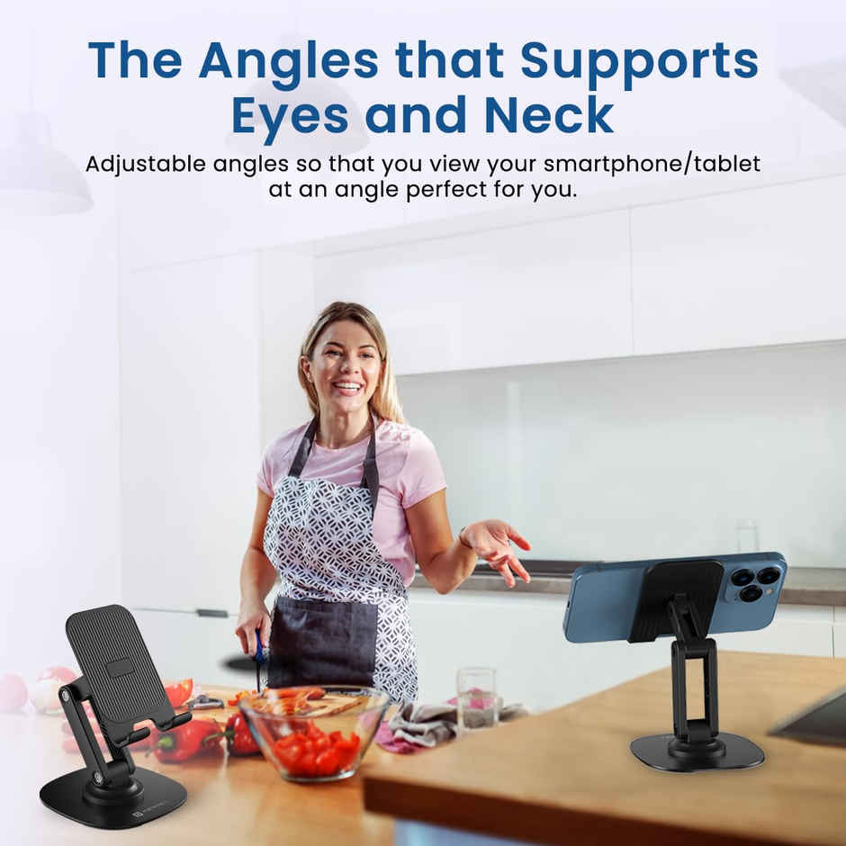 Portronics Mobot III Multifunctional Universal Mobile Holder with 360  Rotating Base | Black