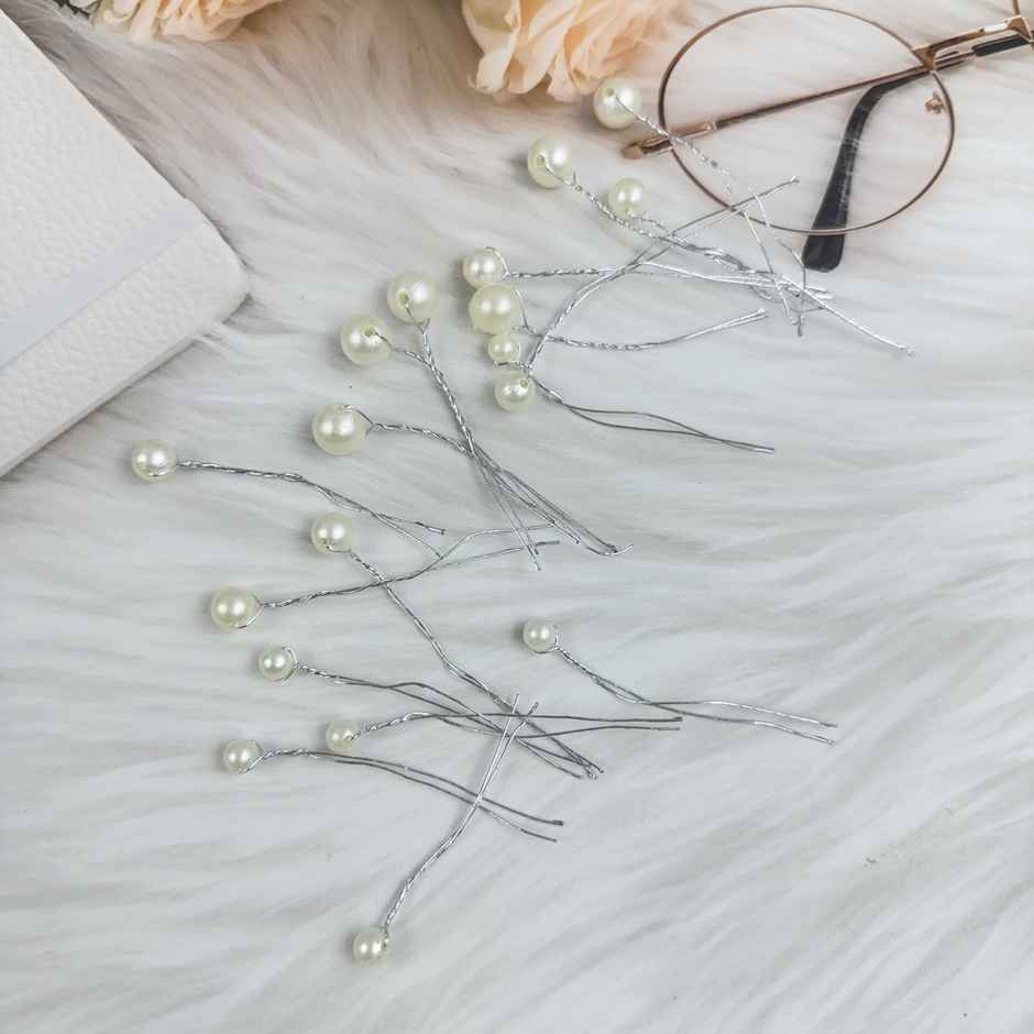 The Opal Factory Hair Accessories | 3 Size Mix Pearl Hair Stick for Girls and Women l Set of 20