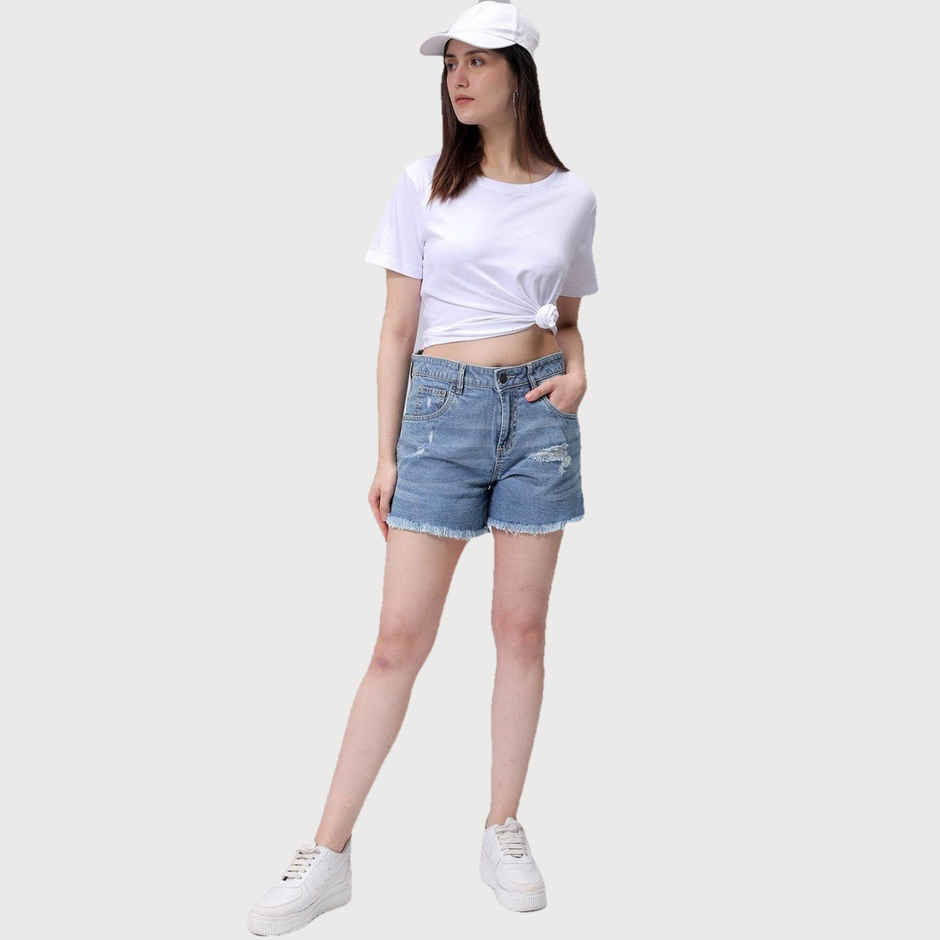 Freehand Women's Casual Regular Solid Crew Neck T-shirt | 0424-Zfhcntee3-04 | White - L