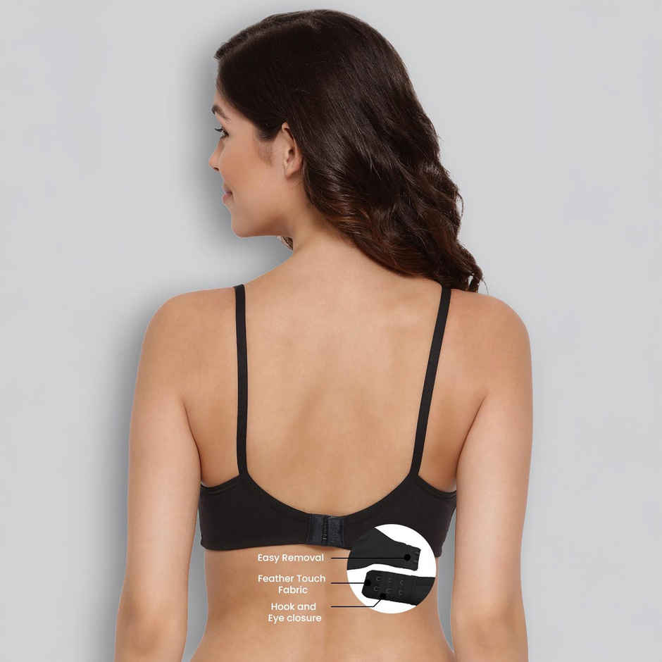 Lyra Women's Bra Non Padded Daily Wear Comfortable | Black - 34B