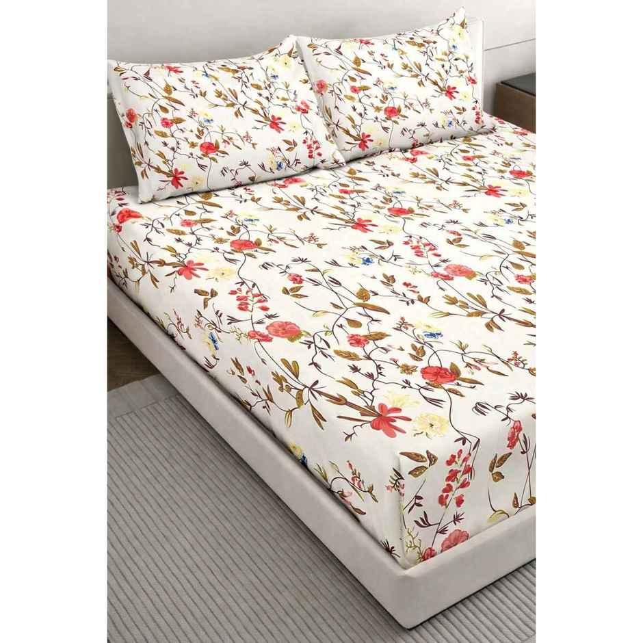Status Crown Superfine Microfiber Queen Bedsheet | Cherry Blossom | 220 x 250 cm