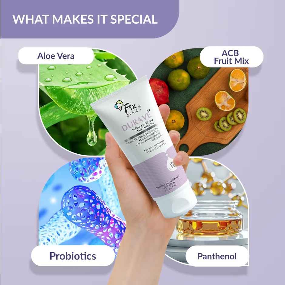 Fixderma Durave Radiance Moisturizer - Brightening & Oil-Free with Probiotics