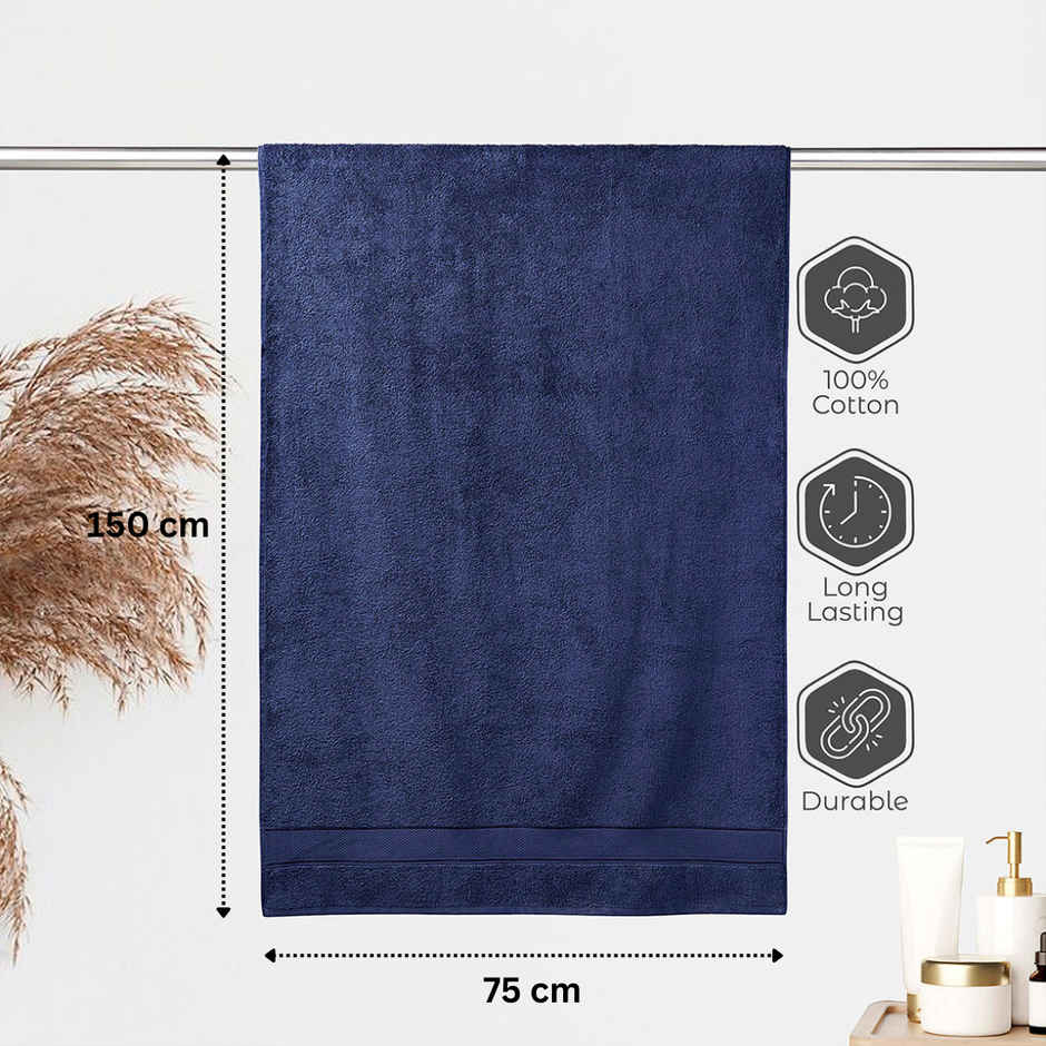 Boutique Living Luxe Loom 100% Cotton 550 GSM Blue Bath Towel - Pack of 1