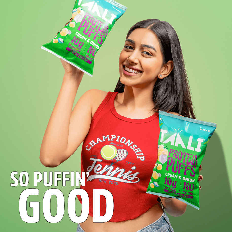 Taali Protein Puffs - Cream & Onion, Roasted, Corn & Jowar Puff, No Maida