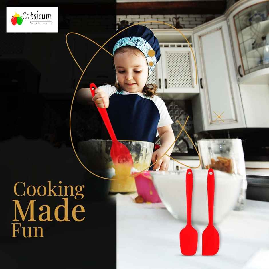 Capsicum Non Stick Premium Silicone Spatula & Spoonula, 11 inch Set of 2 (Multi Color)