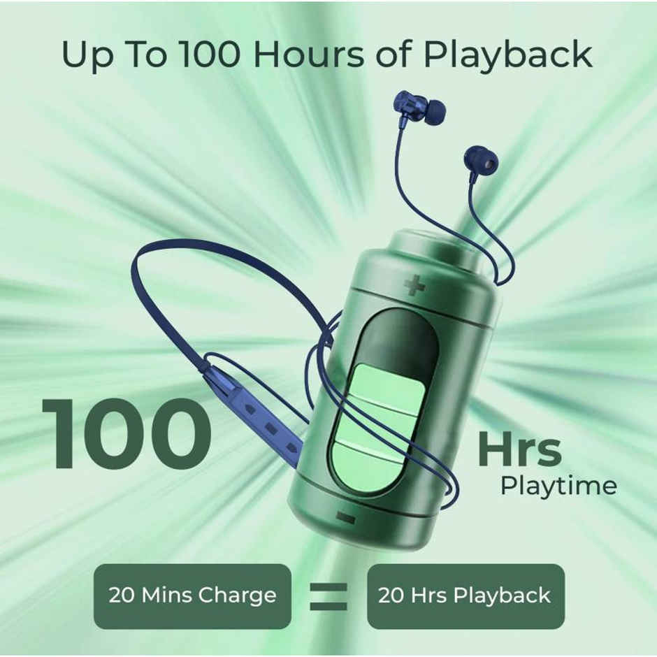 Aroma NB119 Trend - 100 Hours Playback | Wireless Bluetooth Neckband | ENC | Blue