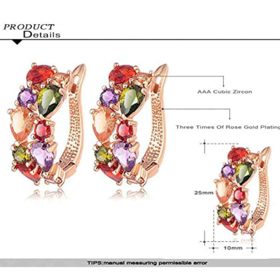 YouBella Valentine Swiss Zircon Rainbow colors Exquisite Earrings for Women & Girls (YBEAR - 31126B)