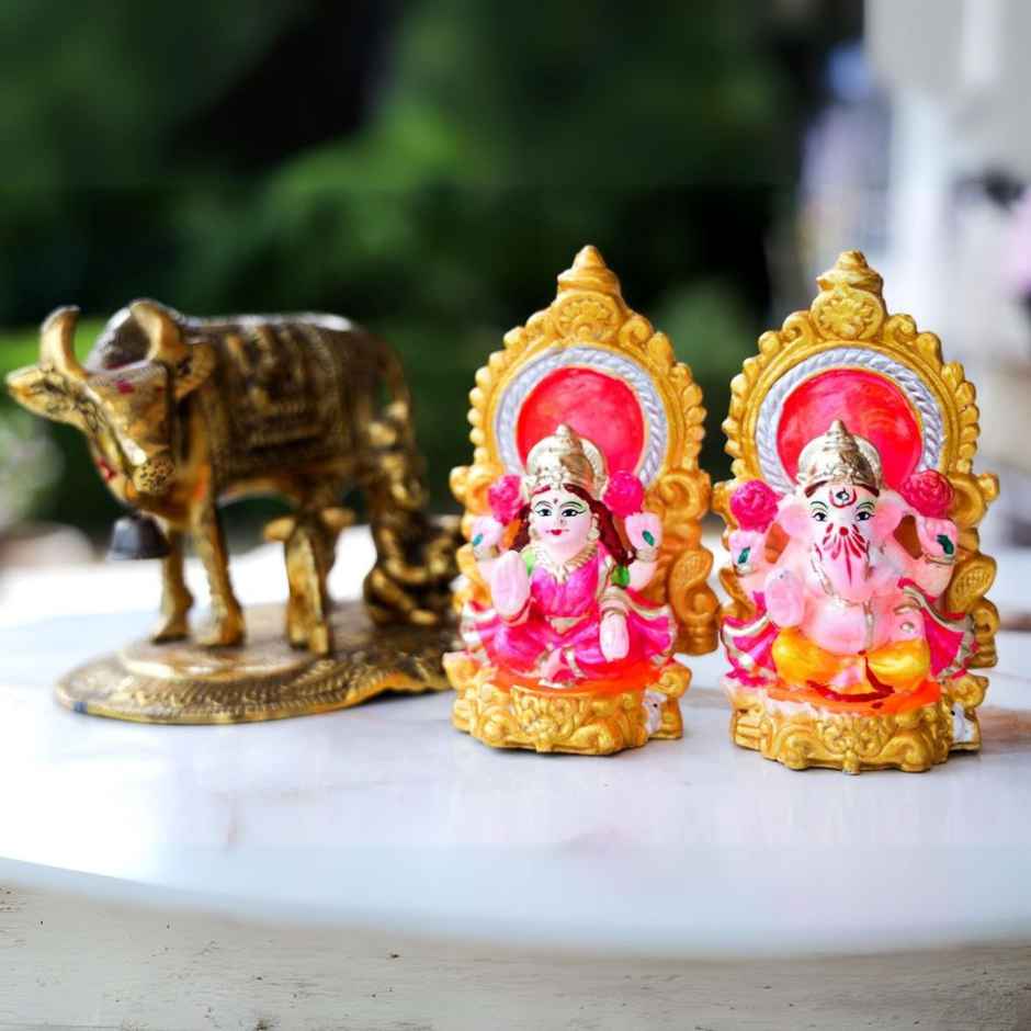 Traditional Mitti Laxmi Ganesh Idol | Handcrafted for Spiritual Elegance | 5.5 inch | Walton