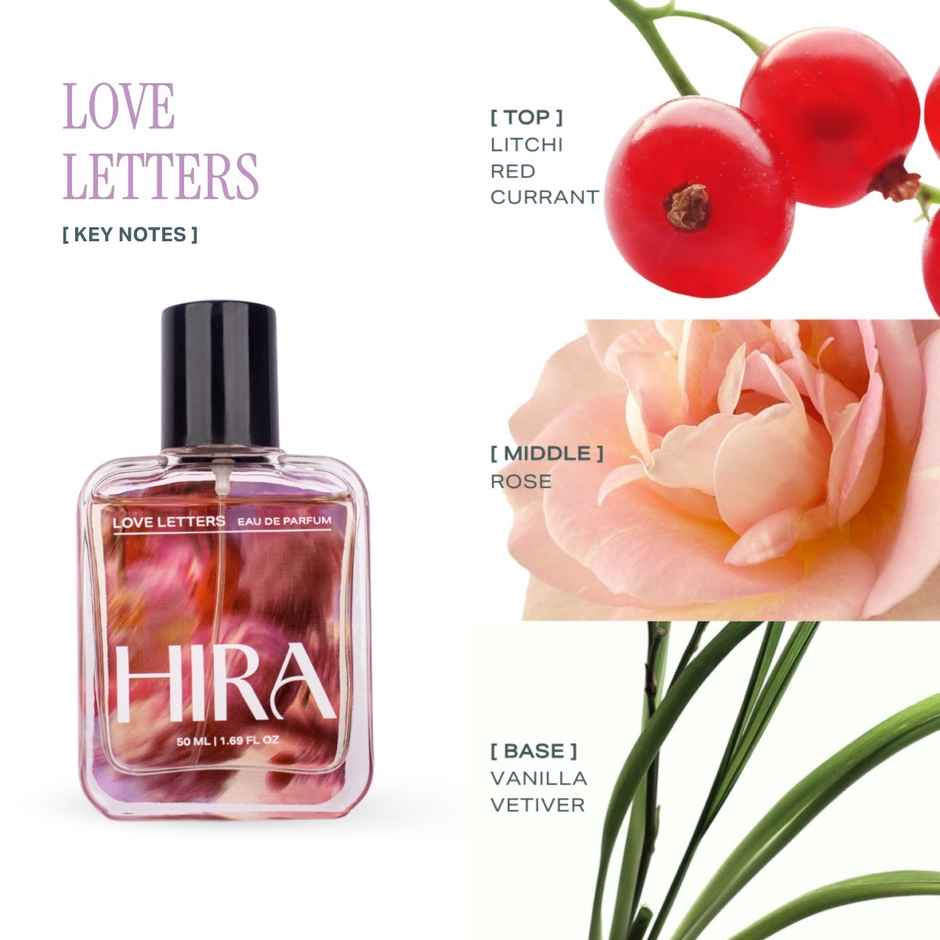 HIRA Women's Love Letters Eau De Parfum | Fruity, Floral & Vanilla | Long-Lasting Gift for Her