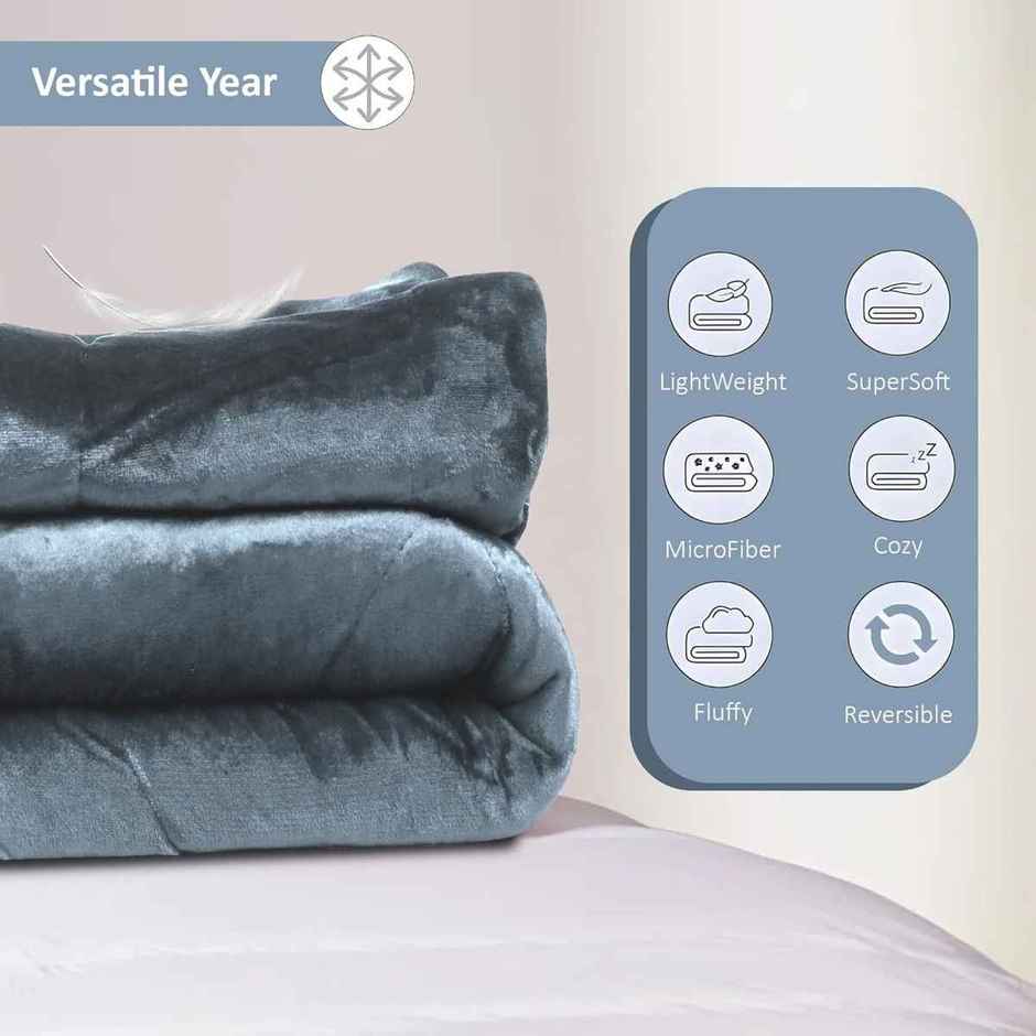 Kuber Industries 500 GSM Premium 90x100 Inch Reversible Supersoft Blanket for Winter (Grey)