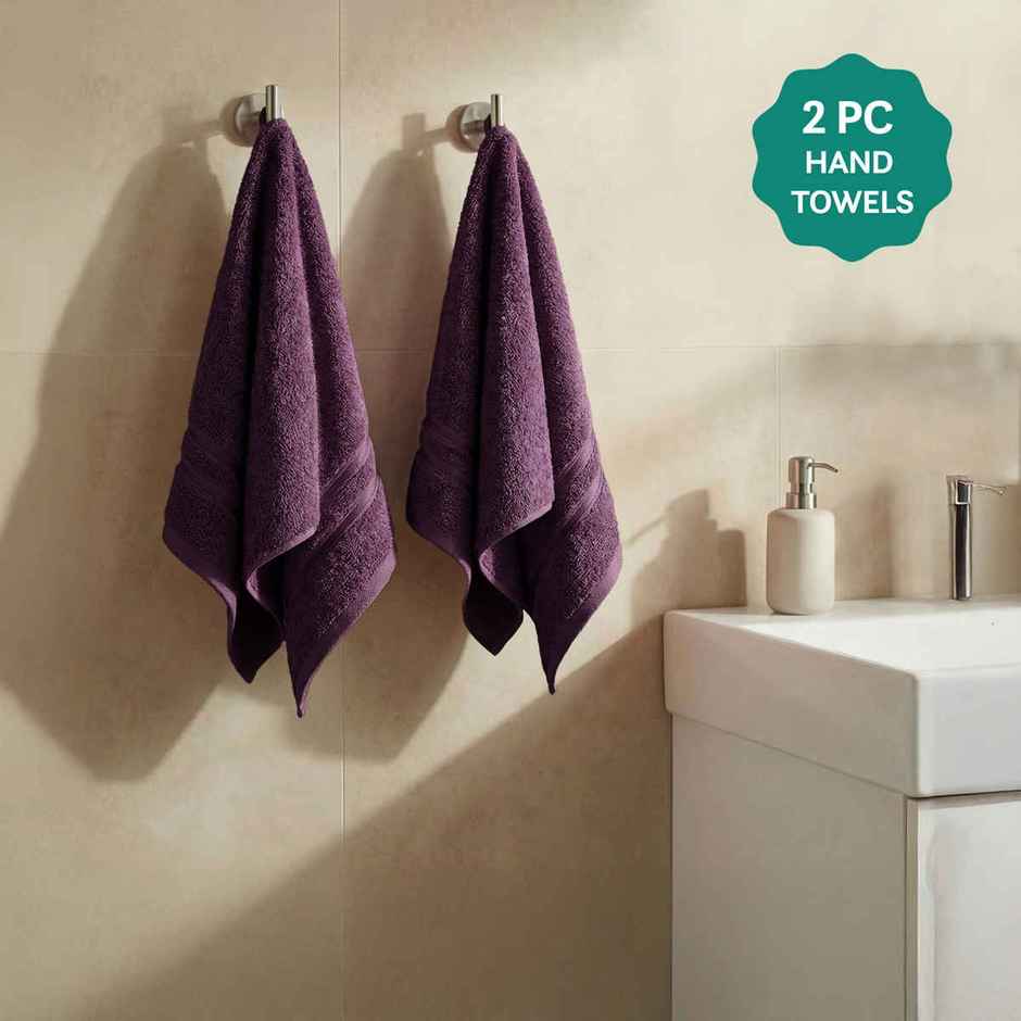 Mytrident Cotton Hand Towel | 400 GSM | Gym Towel Set - Black Currant
