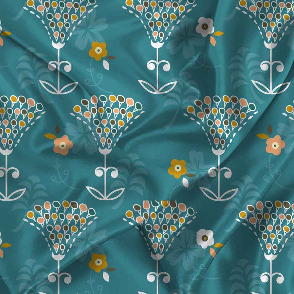 BAY6 Microfibre Floral Print Single Bedsheet with 1 Pillow Cover |Turquoise | 59 x 87 in