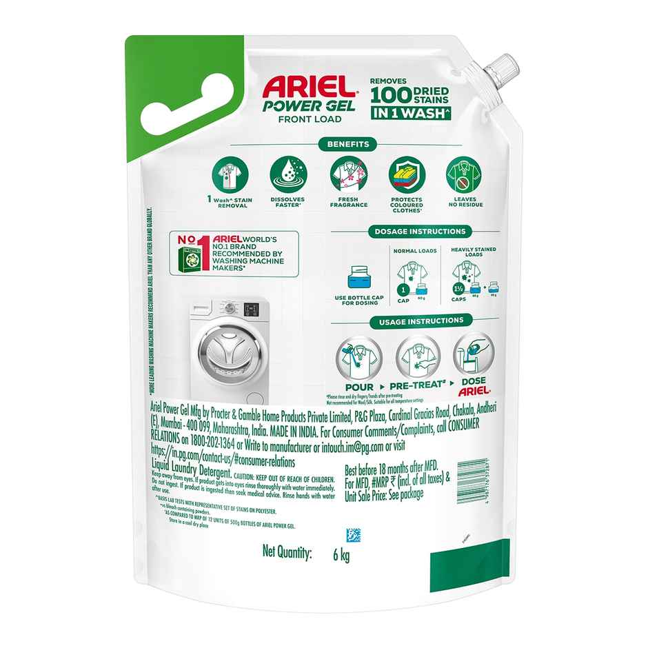 Ariel Power Gel Liquid Detergent for Front load washing machine