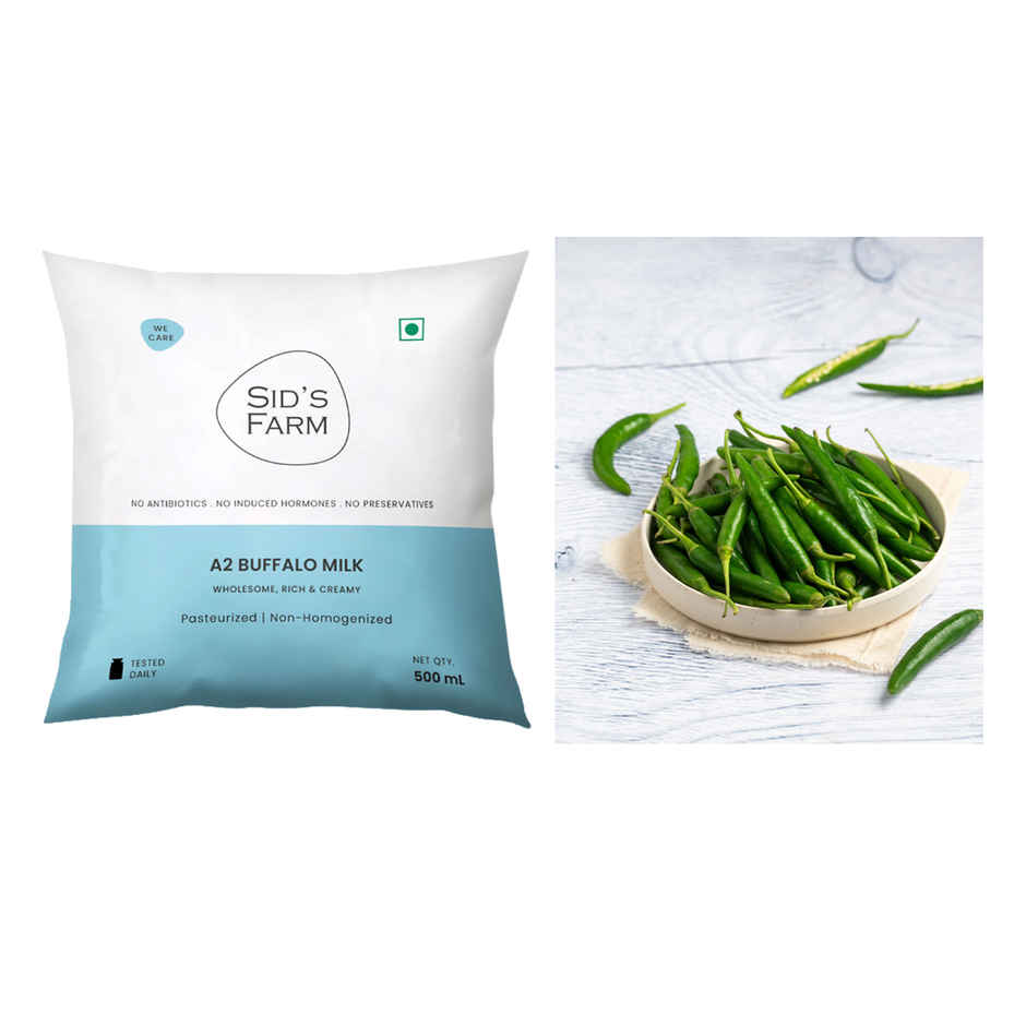 Sid'S Farm A2 Buffalo Fresh Milk (Pouch)(1pc) & Chilli Green(1pc) Combo