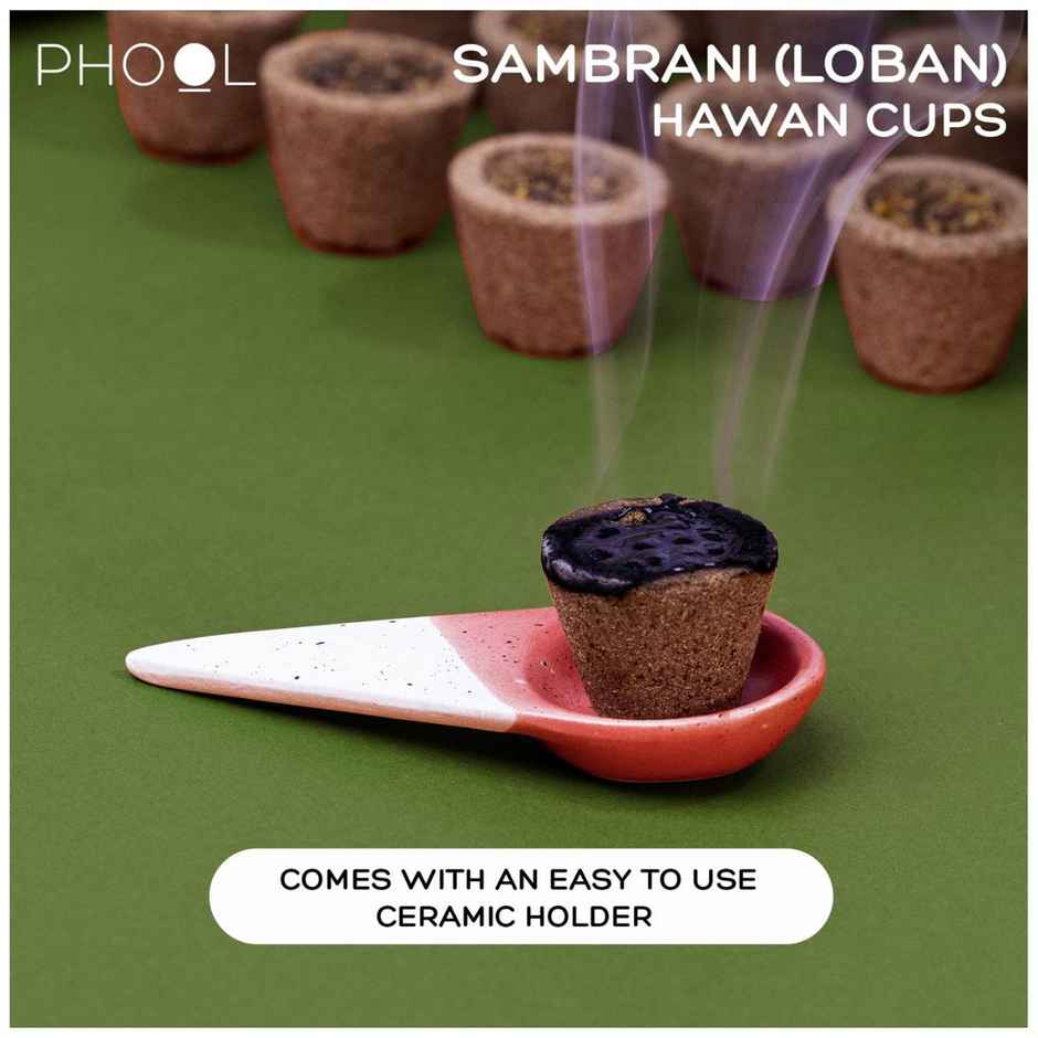 Sambrani Havan Cups | 100% Natural Certified Loban Dhoop Cups | 16 pcs | Phool