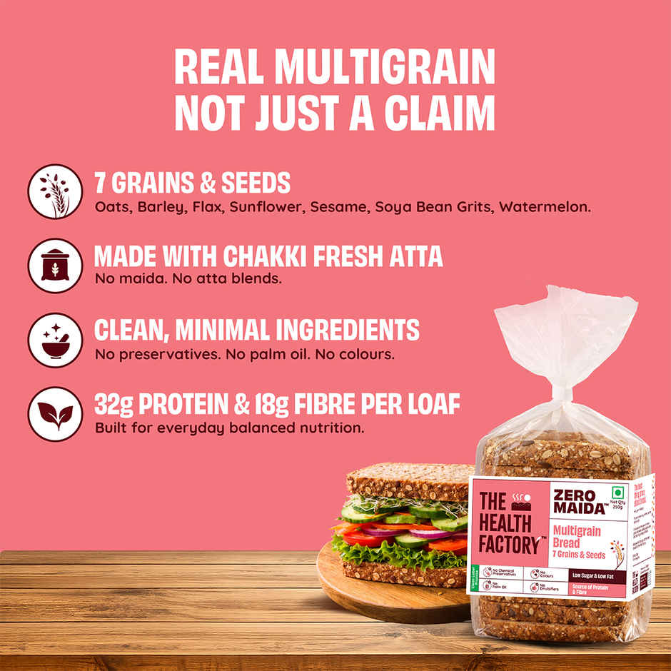 The Health Factory Zero Maida Multigrain Bread | Clean Label, Not Brown