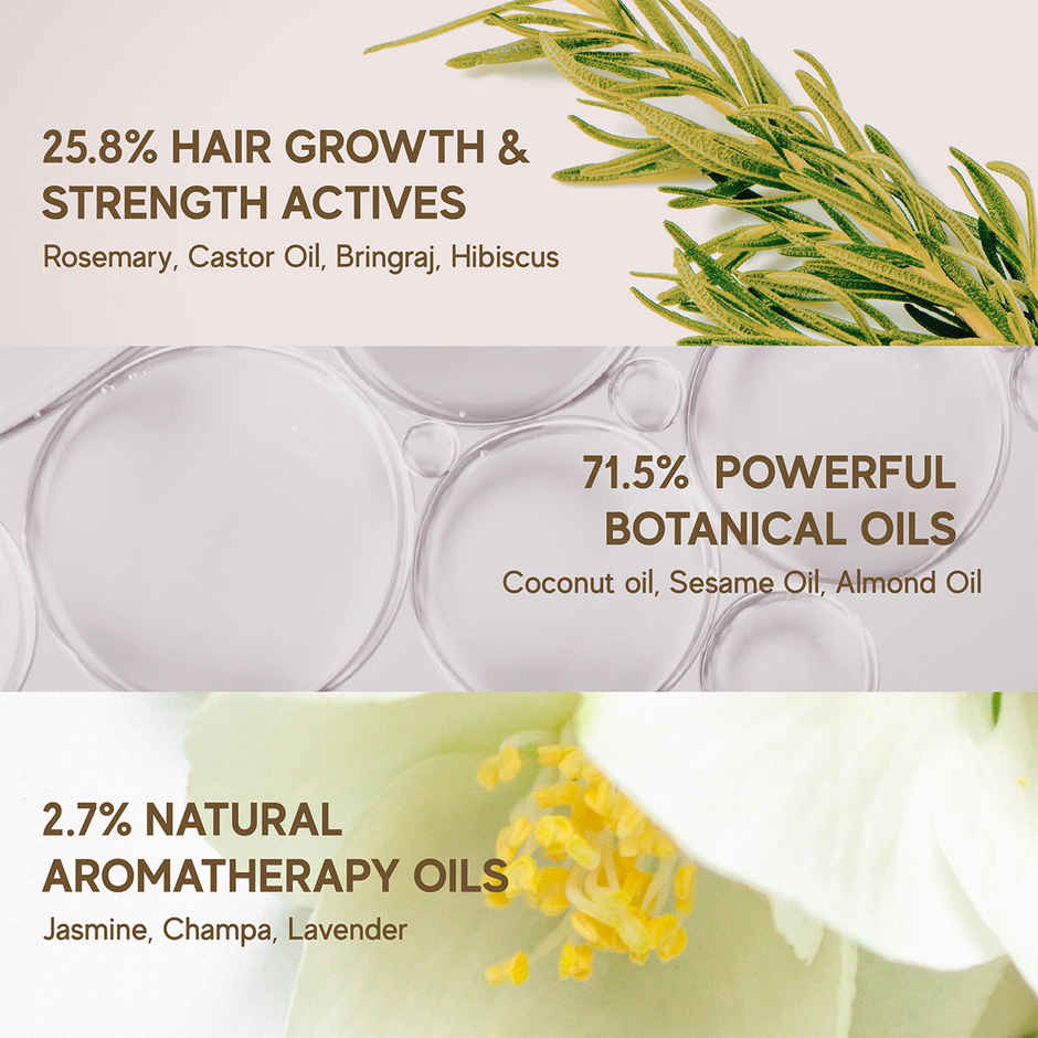 inde wild Champi Hair Oil With Bhringraj, Brahmi & Amla For Regrowth, Hairfall & Dandruff Control