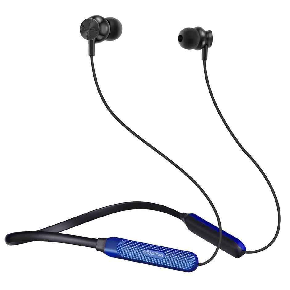 pTron Tangent Duo Wireless Neckband Stereo Sound Hd Calls 24Hrs Playtime- Black Blue