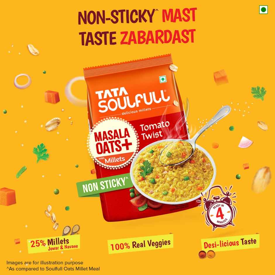 Tata Soulfull Masala Oats+ | Tomato Twist | 25% Millets | Real VEGgies