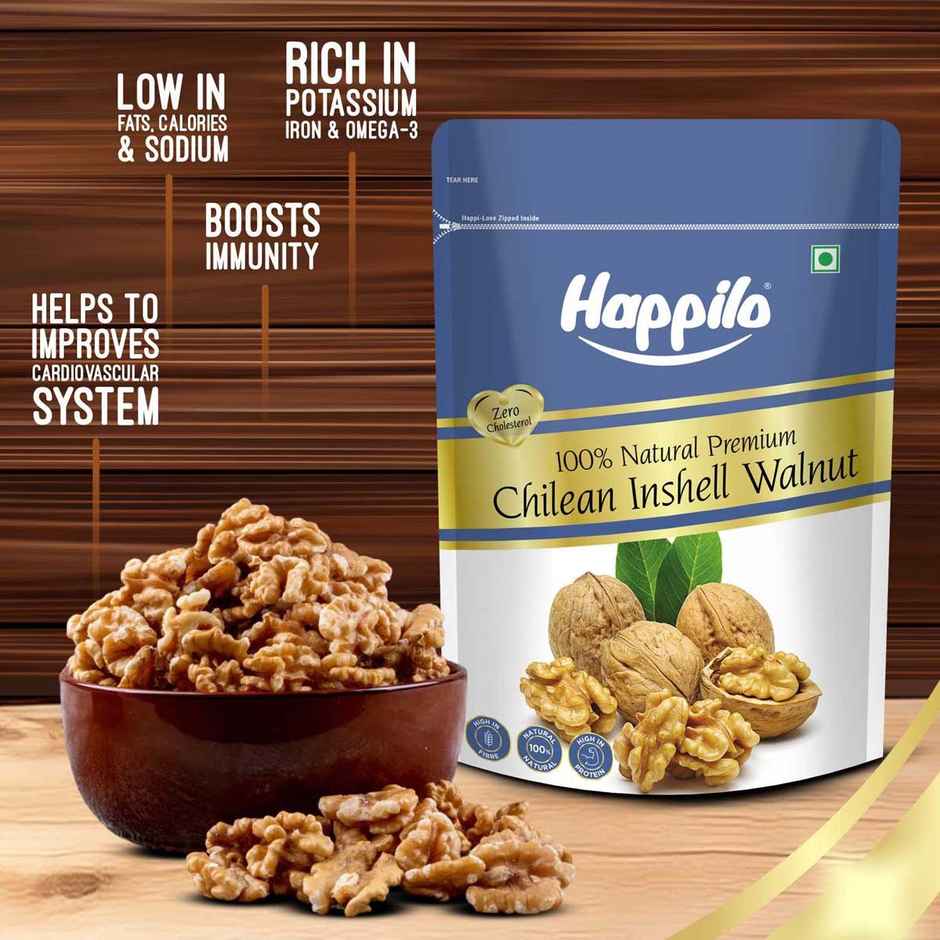 Happilo Premium 100% Natural Chilean Inshell Walnut Kernels Value Pack