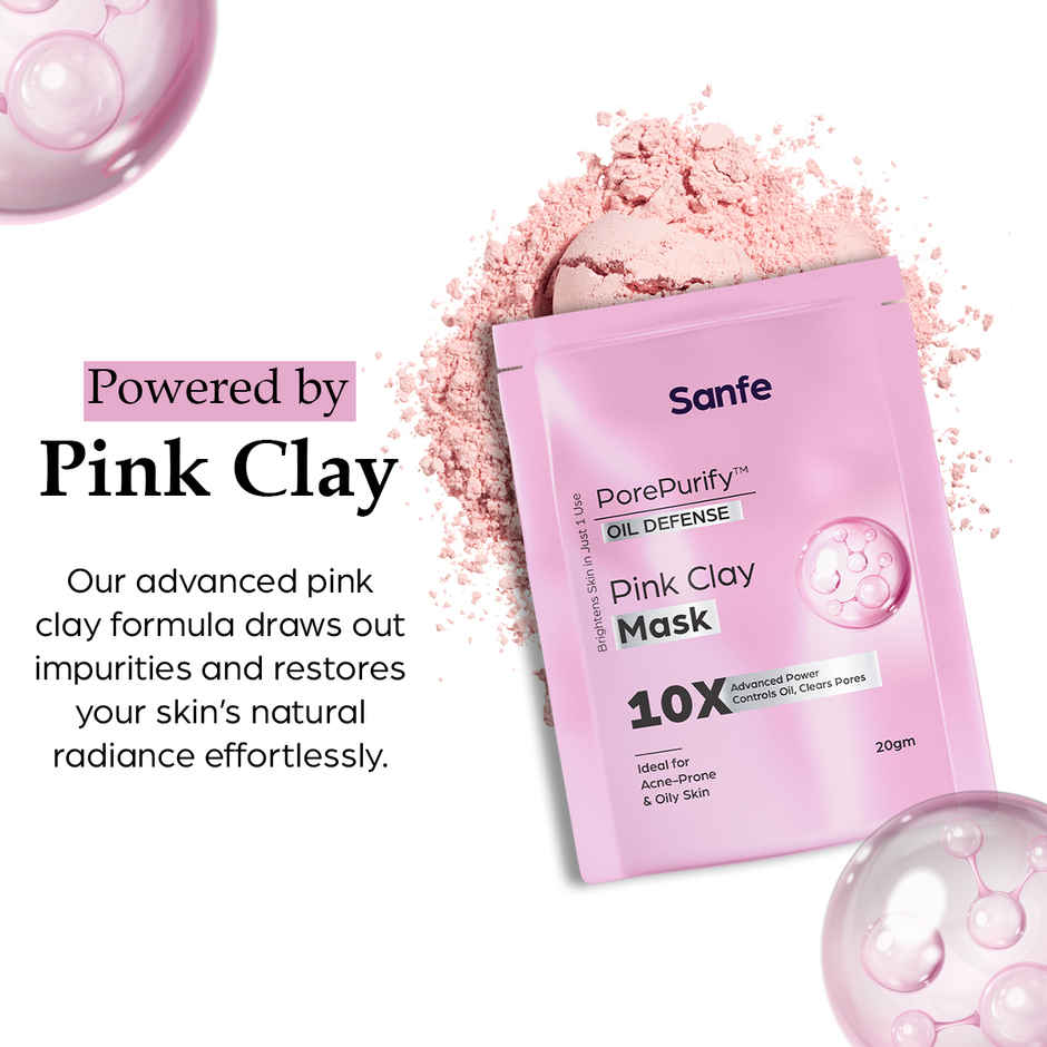 Sanfe PorePurify Pink Clay Mask Oil Control & Brightening Face Mask for Oily & Acne-Prone Skin