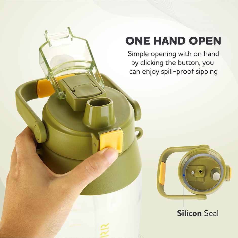 Kolorr Sprint 1400 ml Bottle | Green & Orange | with phone stand | Ideal for Gym | Office | Travel