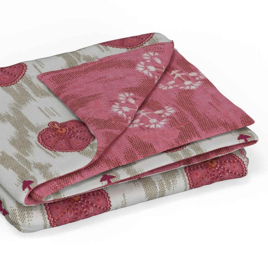 Bianca Extremely Soft 100% Muslin Cotton Dohar Pure Cotton Double Size Mezzo Ornamental-White/Peach