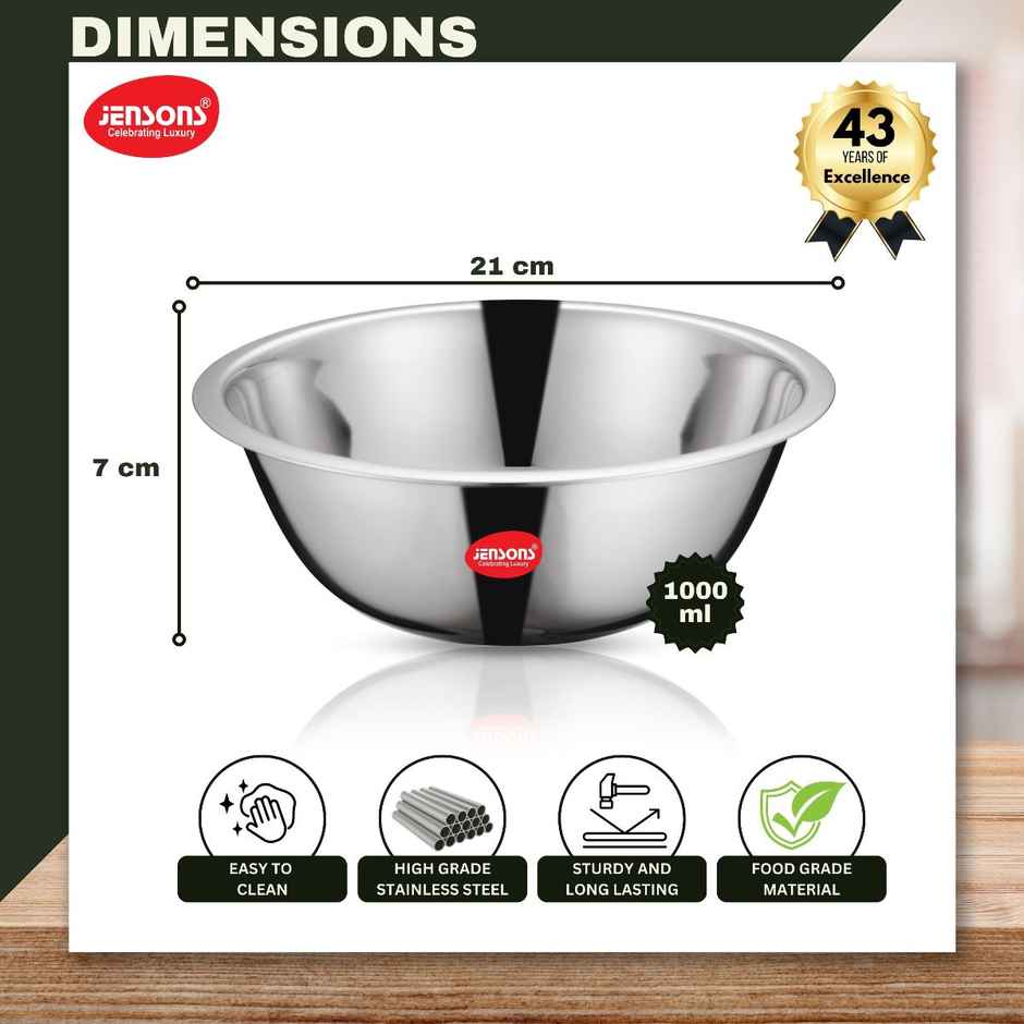 Jensons Stainless Steel Deep Mixing Bowl 24 cm