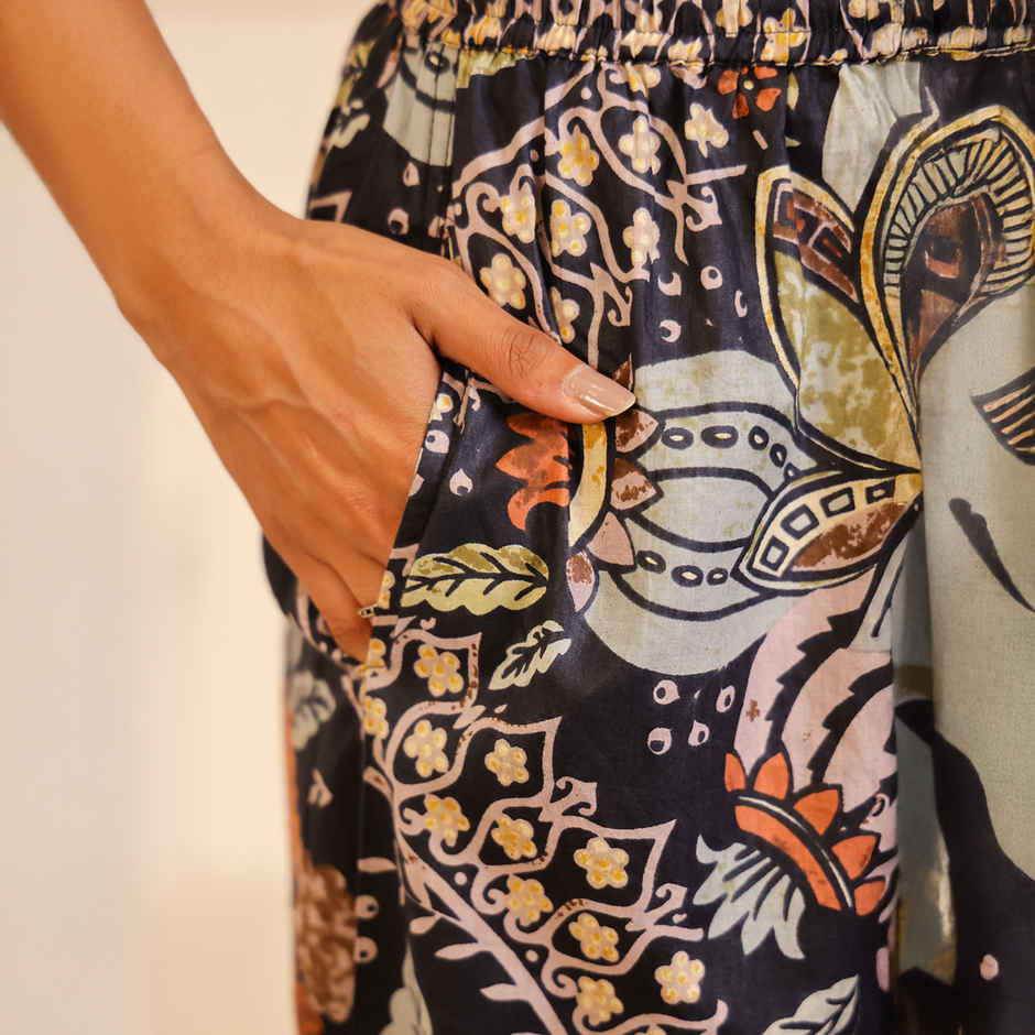 Sanskrutihomes Women's Cotton Palazzos | SE-SP-17 | Black - M