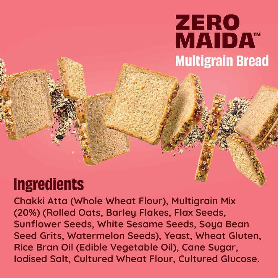 The Health Factory Multigrain Bread | Zero Maida | 7 Grains & Seeds | Whole Wheat Bread