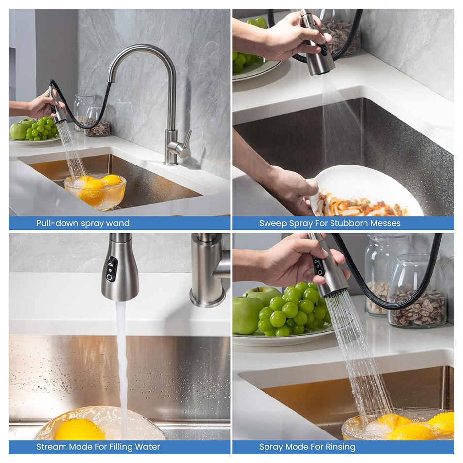 Hindware Dual Mode Pull-Out Kitchen Sink Mixer | Min 3 Bar Pressure Requried