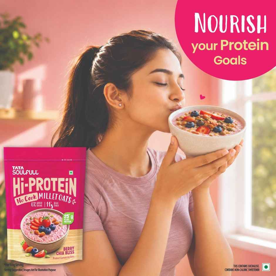 Tata Soulfull No Cook Millet Hi Protein Oats Berry Chia, 25g Plant Protein, High Fibre
