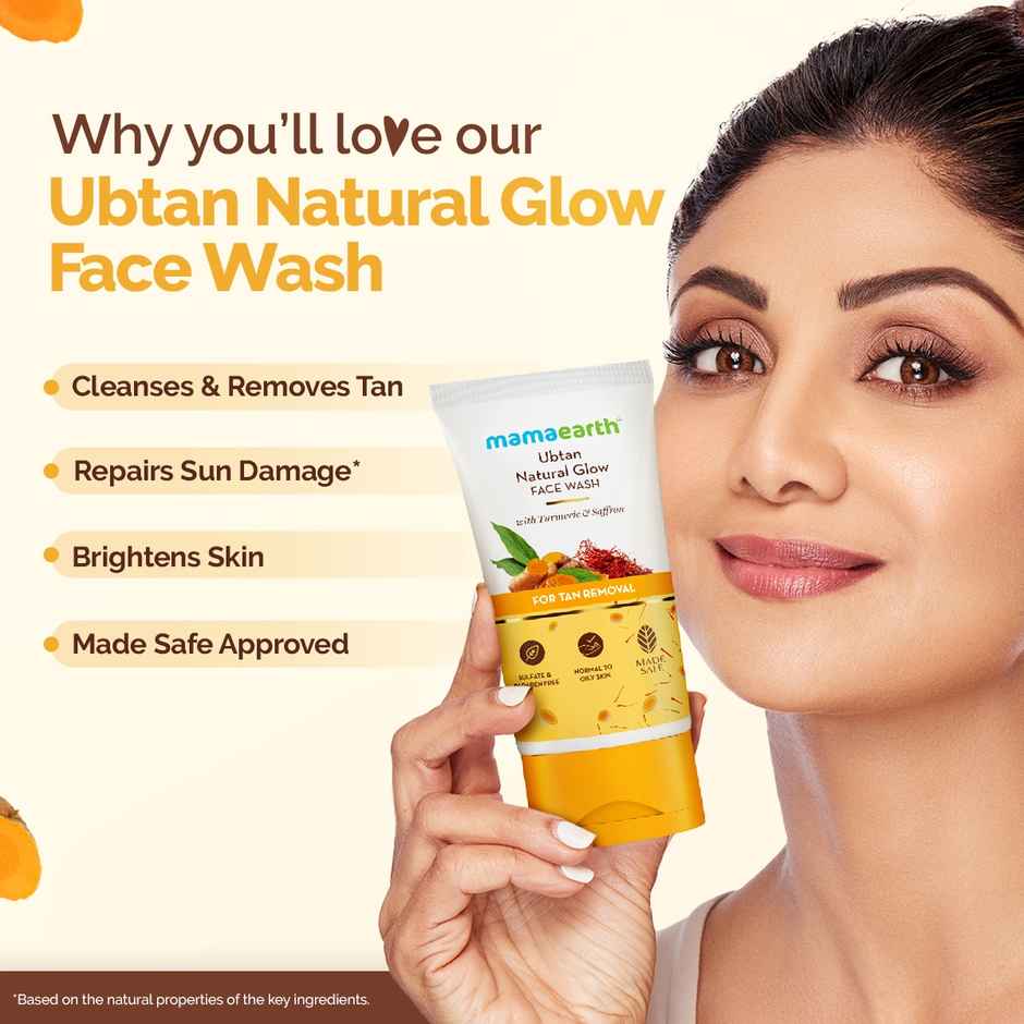Mamaearth Ubtan Face Wash With Turmeric & Saffron For Tan Removal | Skin Brightening