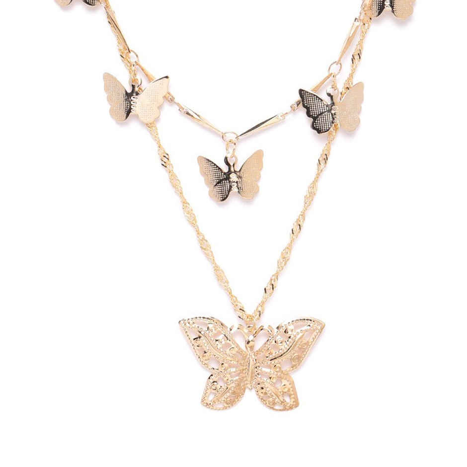 Youbella Multi Layer Necklace Jewellery Gold Plated Multi Strand For Women (Ybnk - 5795, Golden)