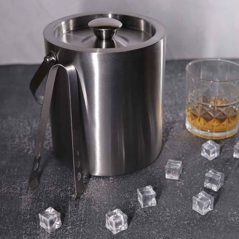 Bar Box Double Walled Stainless Steel Insulated Ice Bucket With Lid And Tong | 1.5 L