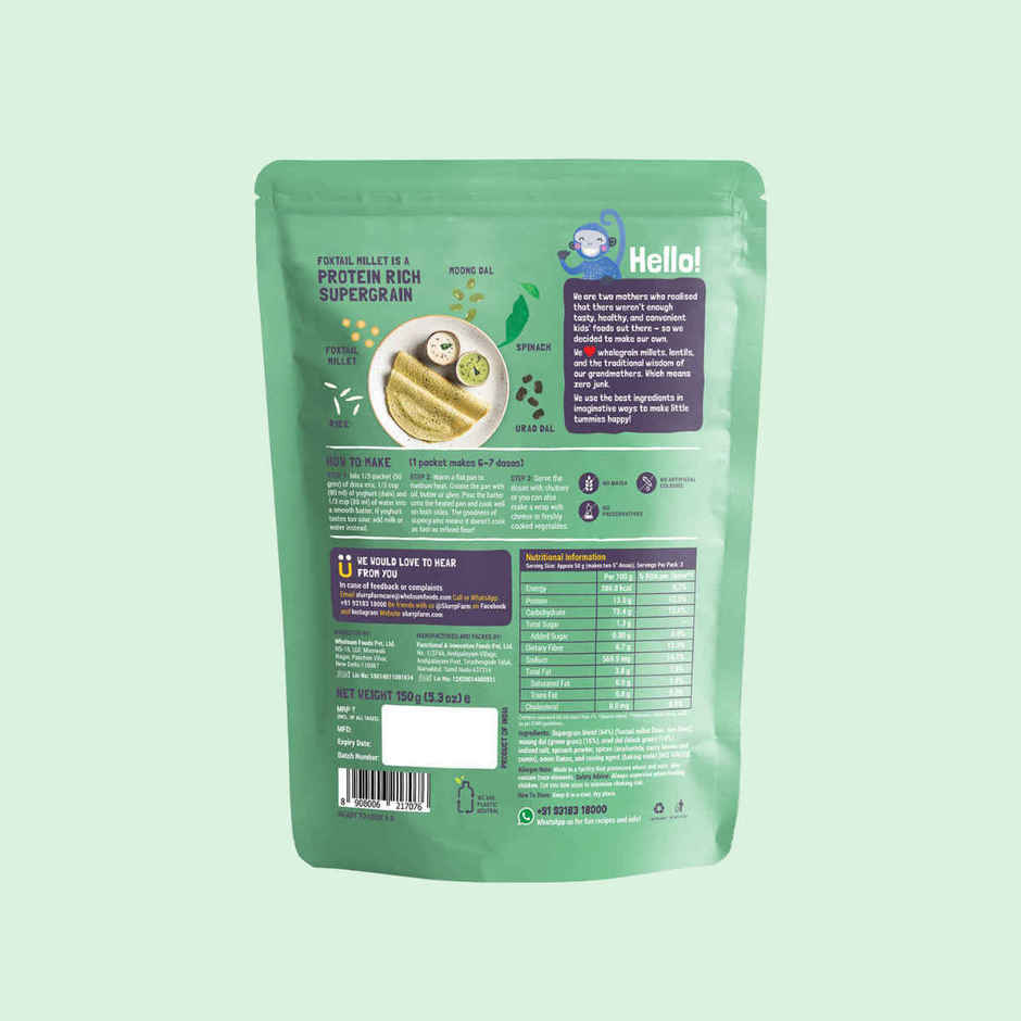 Slurrp Farm High Protein Millet Spinach Dosa Instant Mix | Natural And Healthy Food
