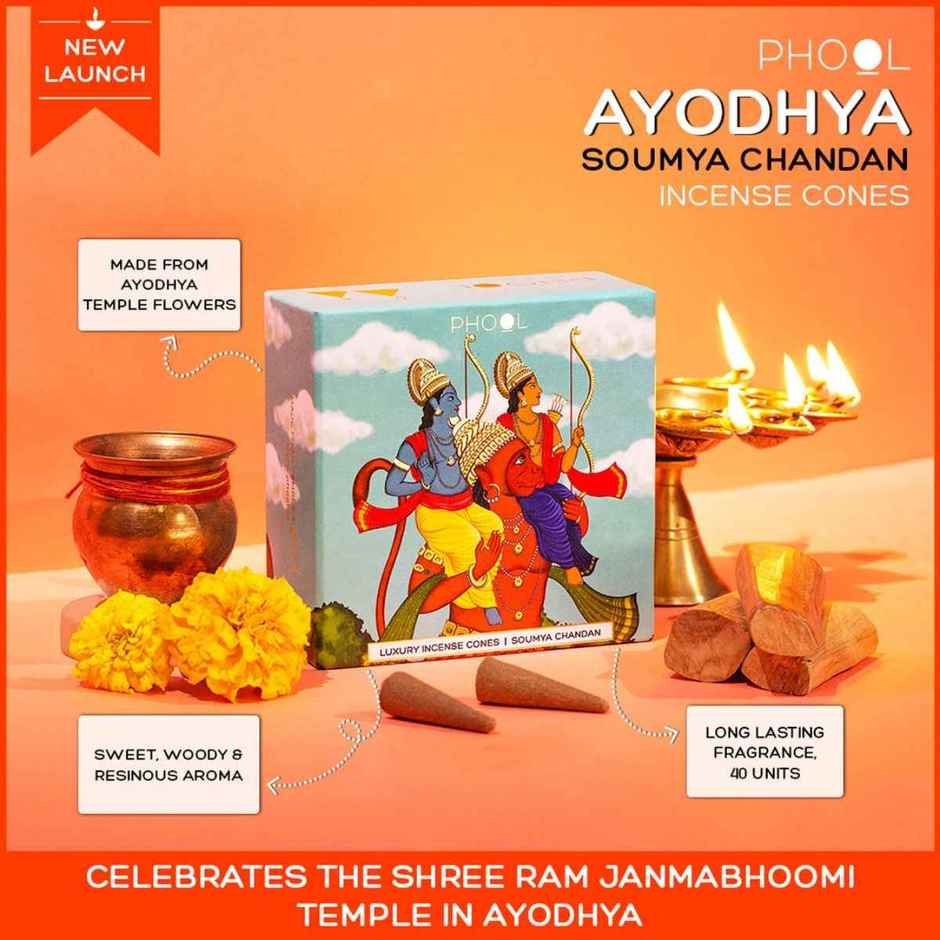Phool Ayodhya Soumya Chandan Dhoop Cones 100% Natural Certified