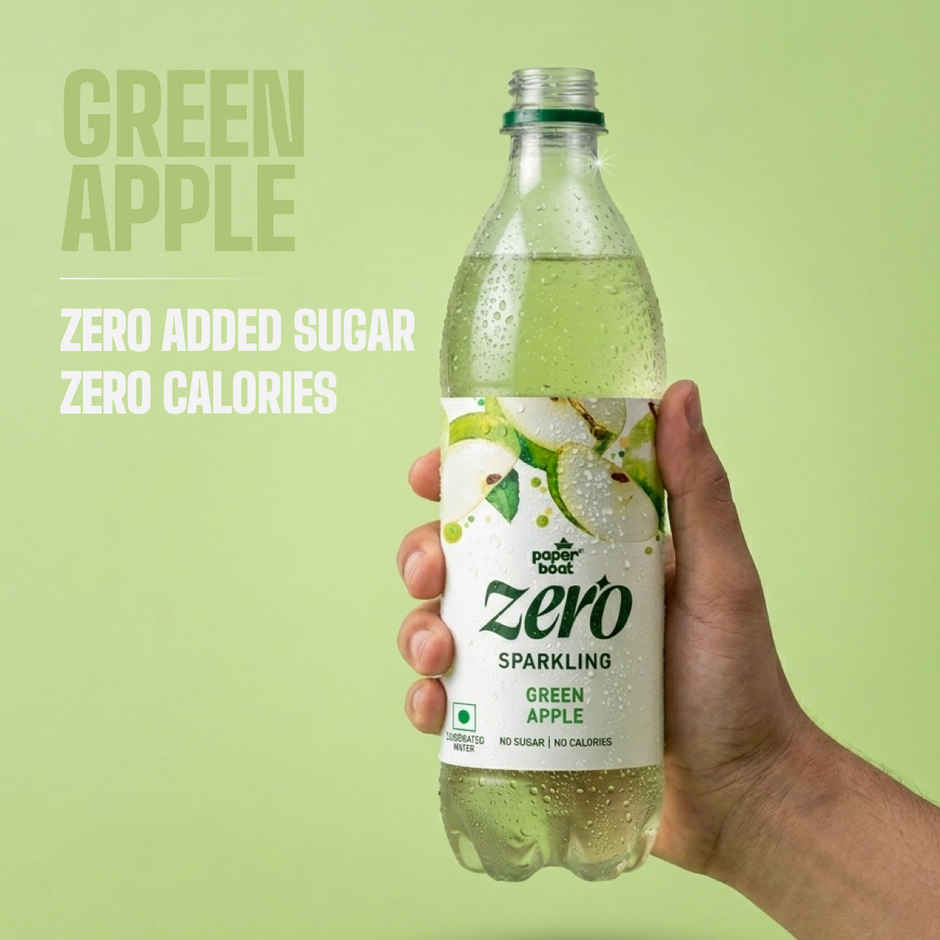 Paper Boat Zero Sugar Green Apple Sparkling Water | Sugar Free Cold Drink