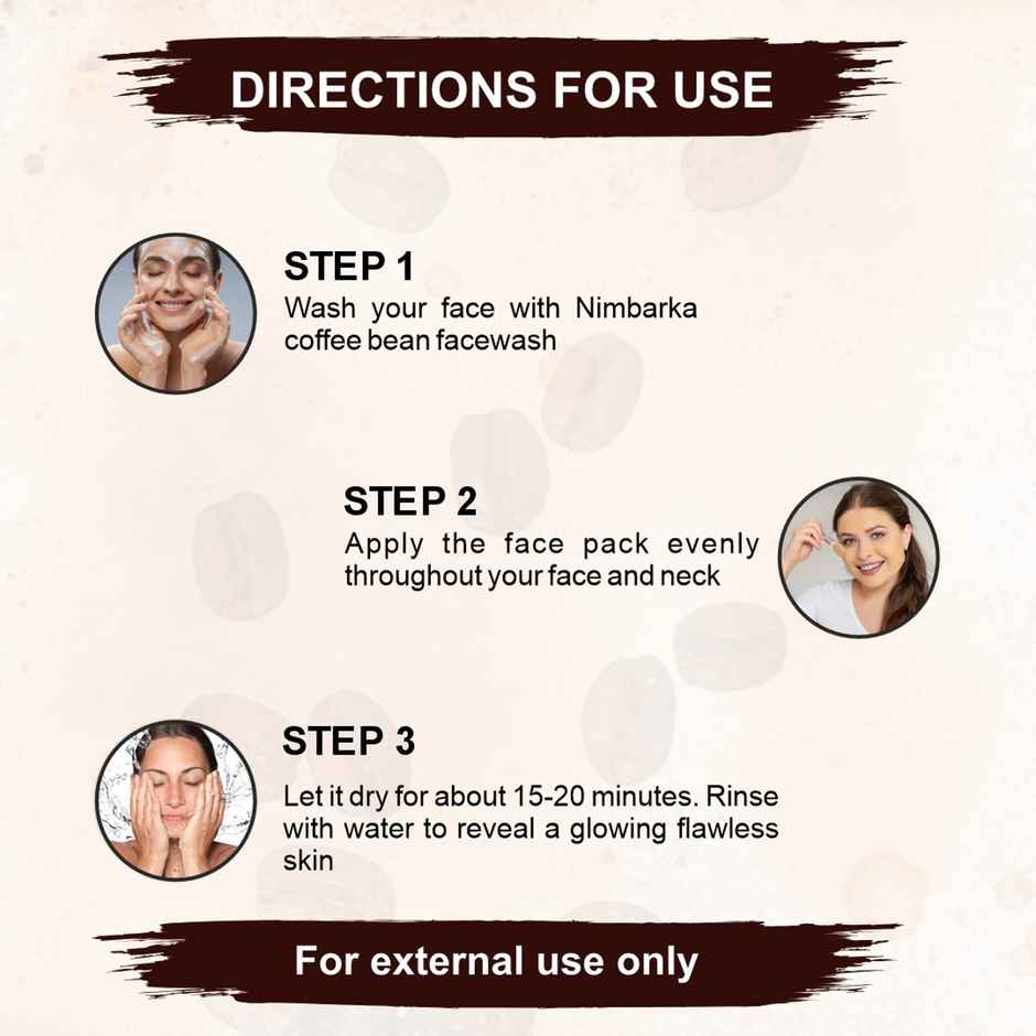 Nimbarka Coffee Bean Face Pack - Detoxify Hydrate & Brighten Skin With Pure Arabica Coffee